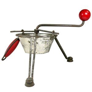 Vintage Mouli Moulinette Food Mill – Red Wooden Handles, c.1930s–1950s